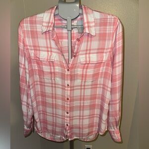 Comic Blue Love Pink Plaid Long Sleeve Shirt